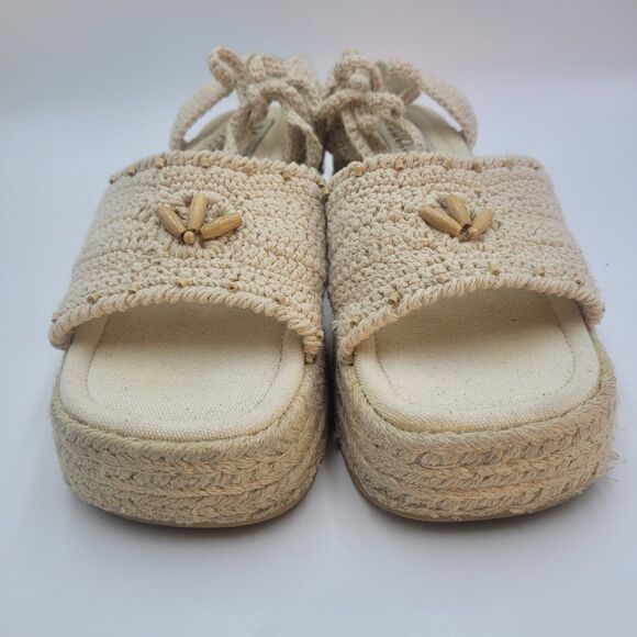 Mudd Women's Y2K Platform Espadrille Sandals Cream Approximate Size 10 Beachy - Picture 4 of 13